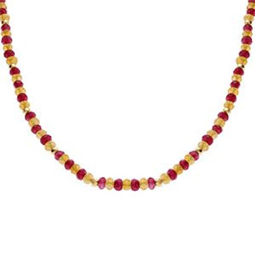 Collier Jade Jaune Et Agate Orage Véritable Et Boules Acier Doré 38+5cm