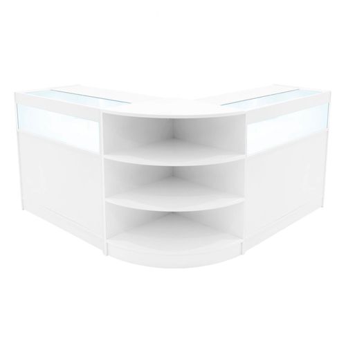 Comptoirs De Vente En Mdf Blanc À Led Blancs Ensemble Theseus Lm60 B900 3 Unités De Rangement Étagères Internes Portes Coulissantes Verouillables Réception Bureau Vêtements Bijoux [Clés Inclus]