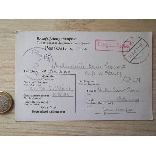 12 Mars 1941 Oflag V-A Weinsberg Correspondance Lettre Prisonnier Officier 2 Ww
