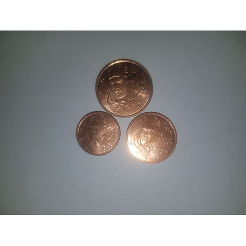 Euros, France, Lot 3 Pièces De 1 2 5 Cent 1999