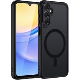 JGD-Coque pour Samsung Galaxy A25 5G Magnétique Compatible avec Magnet, Etui Translucide Matte Arrière Case Fine Antichoc Militaire Protection Housse PC Dur Anti Rayures Dos+ TPU Bumper, Noir