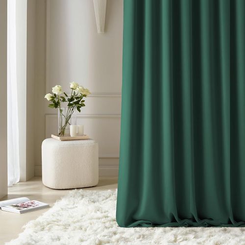 Ersan-Room99 Rideau Avec ?Illets Aura 140 X 250 Cm Largeur X Hauteur, Décoration De Fenêtre, Curtains Et Draperies Intérieurs Pour Salon, Chambre Moderne Lisse Vert Bouteille, 1 Pièce