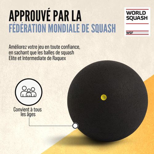 Asfasfq-Tube De 3 Balles De Squash Balles De Squash À Point Rouge Pour Débutants, Juniors À Point Bleu, Point Jaune Avancé, Double Point Jaune Compétition. Approuvée Par La Wsf