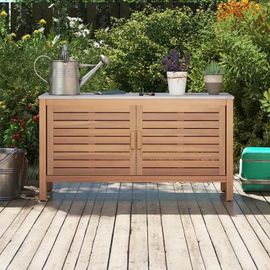 Costway Coffre De Rangement En Bois D'acacia Avec 2 Portes - 109 X 40 X 60 Cm (L X L X H) Pour Terrasse Jardin Pelouse Et Cour