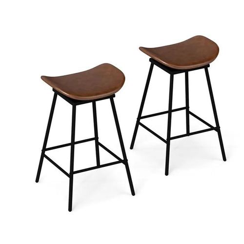 Costway Tabourets De Bar Pivotants Lot De 2, Tabouret De Selle Rembourré En Similicuir, Pour Salle À Manger Et Bar À Domicile, Brun