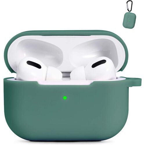 acdsgd-Coque AirPods Pro, Compatible pour AirPods Pro 2019 Housses Silicone LiquideétuiLED Avant Visible & Chargement sans Filavec Mousqueton Protection Hybride Housse Antichoc,Vert