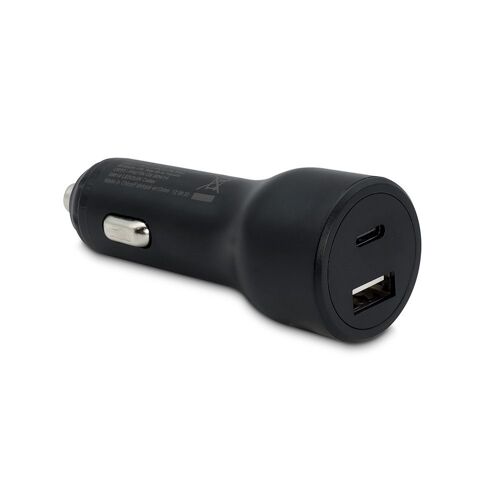 Chargeur allume-cigares 32W 1 USB-C Power Delivery 20W+1 USB-A IC Smart 12W-100% PR - noir