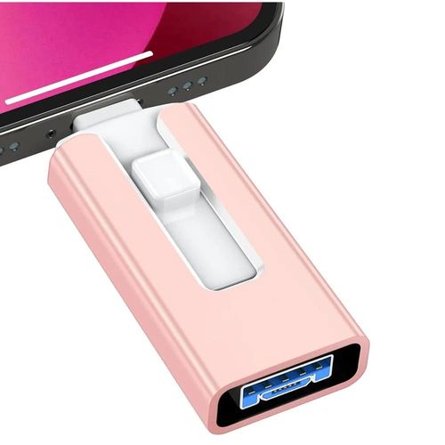 2 to pour iPhone Plus 11 12 ipad clé USB double usage mobile OTG Micro clé USB 512GB 128GB 256GB 1T PENDRIVE 3.0-XCK-Rose-512 GO