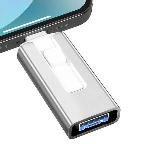 2 to pour iPhone Plus 11 12 ipad clé USB double usage mobile OTG Micro clé USB 512GB 128GB 256GB 1T PENDRIVE 3.0-TE-Sliver-512 GO