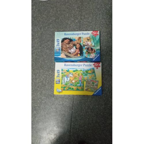 Lot 2 puzzles Ravensburger 3×49 pièces – Vaiana + Animaux (complets)
