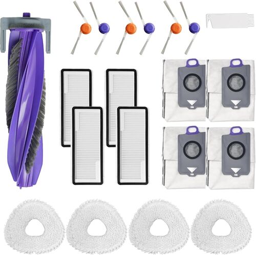 Accessoires pour aspirateur Narwal Freo Z10 Ultra, pièces de rechange avec 1 brosse à rouleau principal, 6 brosses latérales, 4 filtres Hepa, 4 lingettes de nettoyage, 4 sacs d'aspirateur, 1 brosse de