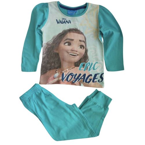 Pyjama Long Fille Vaiana – Turquoise Et Bleu – 100% Coton – 2 À 3 Ans (Taille 2 Ans,Couleur Bleu)
