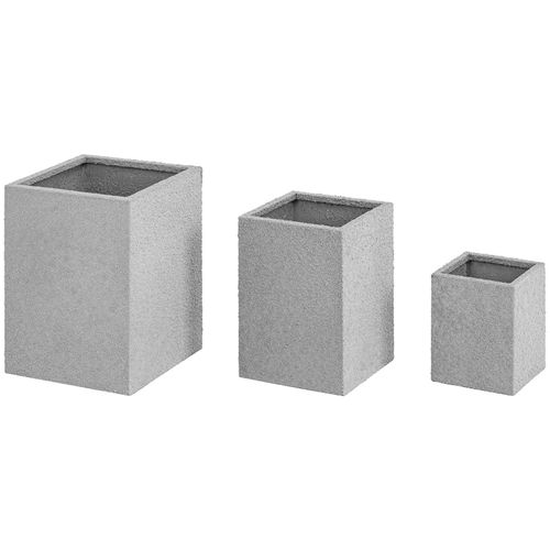 Pots De Fleurs Lot De 3 Inox Imitation Pierre De Grès Acier Inoxydable 201 Gris Helloshop26 14_0009738