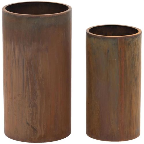 Pots De Fleurs Lot De 2 Acier Corten Rond Rouge Acier Corten Marron Helloshop26 14_0009737