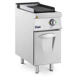 Grill professionnel pierre de lave 4,5 kw 50 à 300 °c 400 v 40 x 73 cm pro 730 series acier inoxydable fonte émaillée argent métallisé Helloshop26 14_0009114