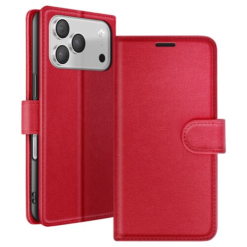 Étui Portefeuille pour iPhone 17 Pro Max avec Support et Languette Magnétique Zanaé Rouge