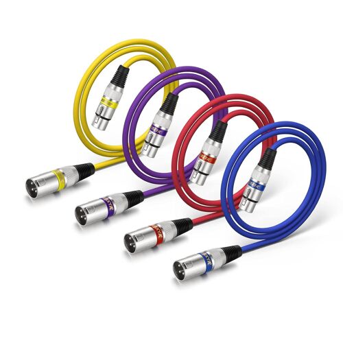 Câble XLR Câble XLR Mâle à Femelle 1M 4pack de Microphone Professionnel Cable Dmx