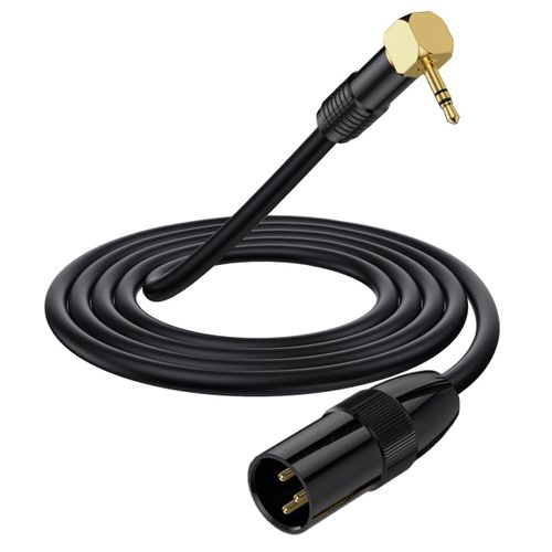 Câble XLR à angle droit 90° 3,5 mm vers XLR vers 3,5 mm-Câble adaptateur mini jack stéréo vers XLR non équilibré 1/8"" pour téléphone portable,ordinateur portable,haut-parleurs,table de mixage