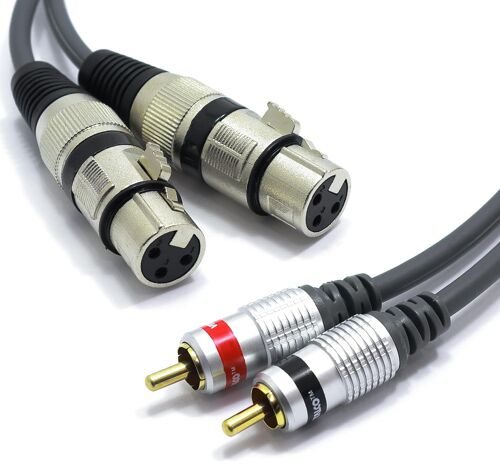Câble Double XLR Femelle vers 2X RCA 1,5m Adaptateur 2x Prise 3 Broches Connecteur XLR vers 2 RCA mâle Audio Câble de connexion microphone