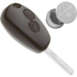 Coque De Clé Avec Lame Compatible Avec Renault Clio,Kangoo,Master,Modus,Twingo & Wind|Avec Pile Maxell Cr2016|Boitier Clef Plip Voiture Utilitaire Télécommande 2 Boutons