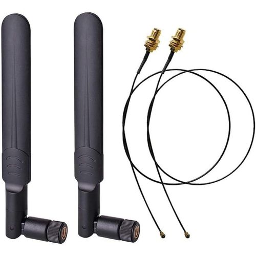 WiFi Antenna Kit Dual Band 2x8dBi 2.4/5/5.8GHz RP-SMA + 2 Pigtail Cables U.FL/IPEX to RP-SMA Female 21 cm for Mini PCIe Card,Routers,Repeaters,PC,Drones FPV UAV,PS4-Sign Improvement