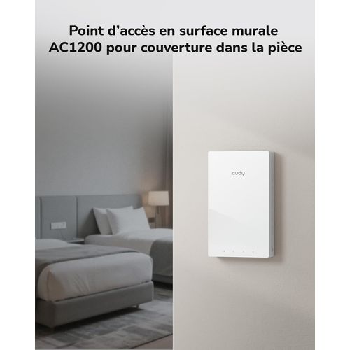 SUBZONAL-AP1300 Point d'accès mural sans fil Gigabit WiFi 6 AX3000, prend en charge le contrôleur AC, MU-MIMO, alimentation PoE, contrôle par application Cudy ou configuration Web