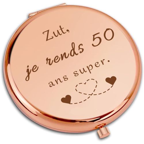 Kal-Cadeau Femme 50 Ans - Cadeau 50 Ans Femme, Cadeau 50 Ans Anniversaire Femme, Miroir De Poche Élégant, Idée Cadeau Femme Anniversaire, Cadeau Pour Grand-Mère, Maman, Meilleure Amie,Fille, Soeur 