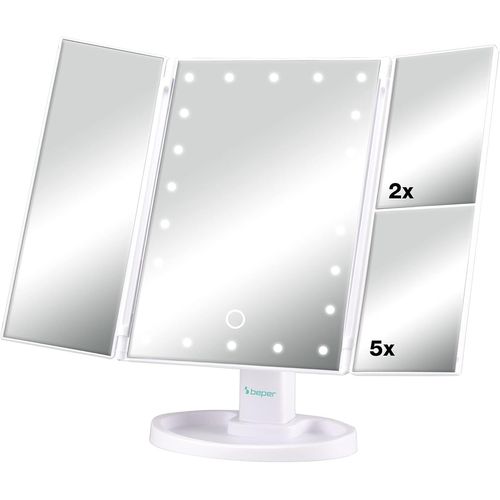 Kalanka-Beper P302vis050 Miroir De Maquillage Lumineux Avec Grossissement 1x/2x/5x - Miroir Led Pour Station De Maquillage Petit 