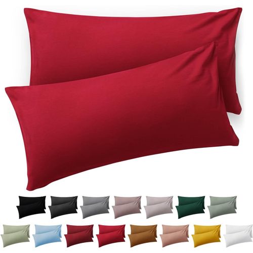 Slep-Taie Oreiller 50x80 Lot De 2 - Housse De Coussin Microfibre - Taies D'oreillers Avec Fermeture Enveloppe, Certifiée Oeko-Tex, Extra Douce Et Lavable - Rouge
