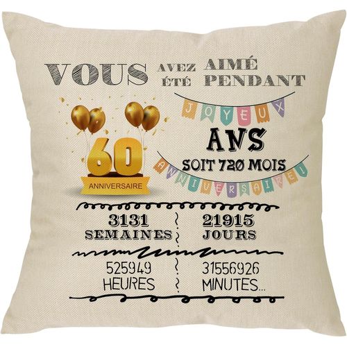 Slep-Joyeux Anniversaire Housse De Coussin, Cadeau Inoubliable Pour Femme Homme Fille Garçon Ami Mère Collègue Amant Canapé - Lit Décoration De La Maison Rappel (60 Ans)