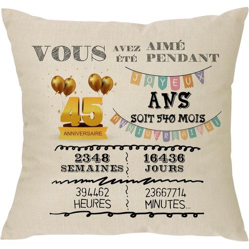 Tianyi-Joyeux Anniversaire Housse De Coussin, Cadeau Inoubliable Pour Femme Homme Fille Garçon Ami Mère Collègue Amant Canapé - Lit Décoration De La Maison Rappel (45 Ans)