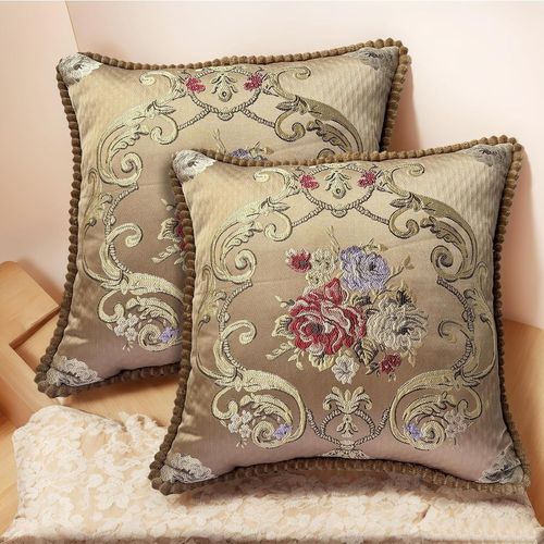 Tianyi-Housse De Coussin 48x48 Cm Lot De 2, Taies De Coussins Décoratives En Tissu Jacquard Pour Canapé, Lit, Fauteuil Ou Jardin \U2013 Faciles À Laver Et Résistantes