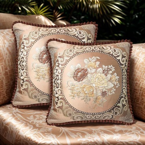 Tianyi-Housse De Coussin 48x48 Cm Lot De 2, Taies De Coussins Décoratives En Tissu Jacquard Pour Canapé, Lit, Fauteuil Ou Jardin \U2013 Faciles À Laver Et Résistantes