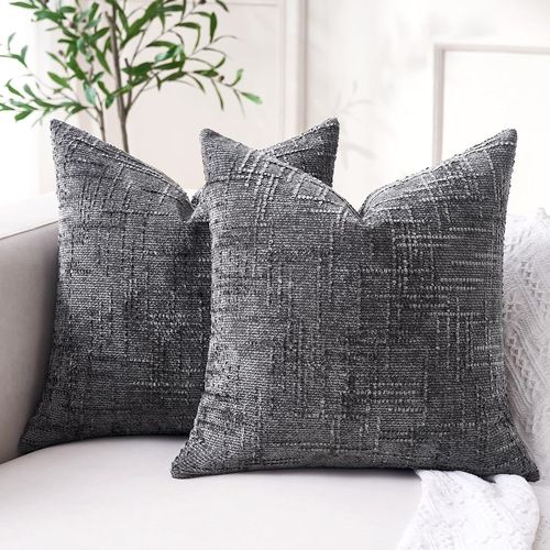 Tianyi-Taie Oreiller 40x40 Boheme Housse Coussin Gris Chenille Moelleux Moderne Chic Avec Fermeture Eclair Invisible Housse Coussin Decoratif Canape Doux Pour Deco Salon Décoration Maison Intérieur L