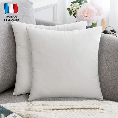 Tianyi-Lot De 2 Housse De Coussin Décorative Blanc Pur Velours 45x45 Cm Uni, Taie D'oreiller Carré Doux Et Moderne, Décoration Salon Scandinave Canapé Chambre Lit Sol (2 Blanc)