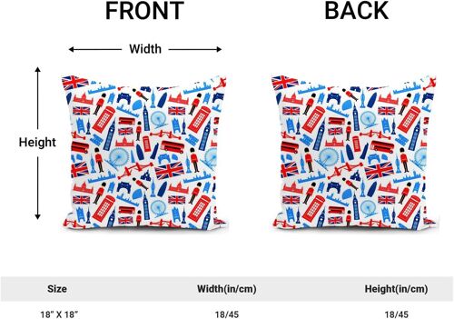 CAUC-Housse de Coussin canape London Decoration Salon Union Jack Cadeau Femme Housse Coussin pour canapé 45x45 cm Chambre Deco Exterieur decoratif