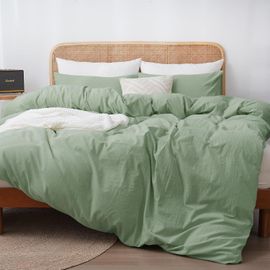 Kalanka-Parure De Lit 2 Pièces En Coton 135 X 200 Cm - Vert Menthe - Certifié Ökotex - Avec Toucher Semblable À Du Lin - Respirant - 1 Housse De Couette Et 1 Taie D'oreiller 80 X 80 Cm