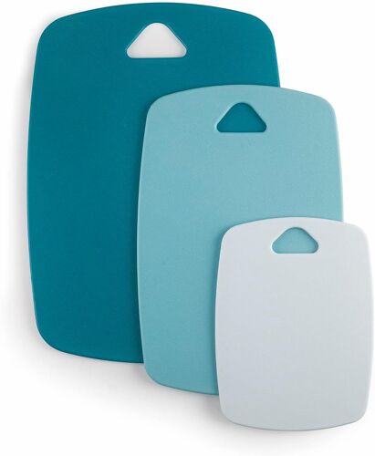 Kalanka-Lacor - 60555 - Jeu De 3 Planches À Découper Ocean, Planche À Découper, Idéal Pour Couper Des Aliments, Trou Suspendu, Polypropylène, Dimensions: 20x15 Cm, 30x20 Cm Et 35x25 Cm, Bleu