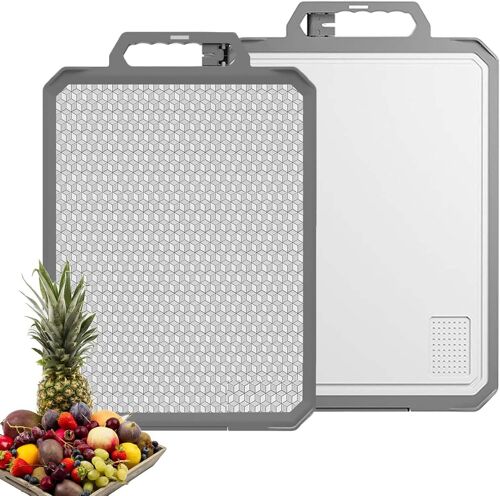 Panneau À Découper Double Face, 304 Planche À Découper En Acier Inoxydable Pour La Cuisine, Planche À Couper La Conception Résistante Aux Rayures Pour Viande Et Légumes¿43x30 Cm¿