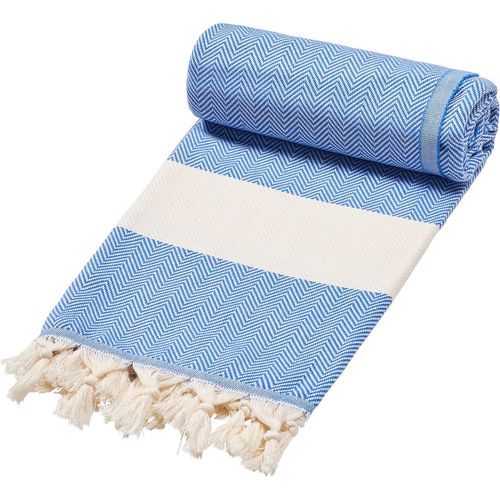 Tianyi-® Hamam Fouta, Serviette De Plage, 100% Coton, Bleu Océan, 200 X 100 Cm