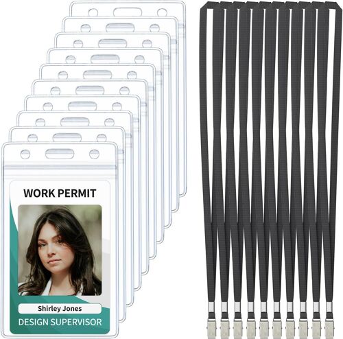 Porte Badge Vertical Etui Transparent Etanche pour Carte de Visite Porte Carte Navigo Robuste avec Fermeture Éclair Refermable pour Étudiants Cartes d'identité et Cartes de Crédit, 6 Paquets