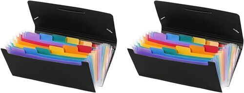 Rainbow Class Trieur Accordéon De Bureau, Porte Document 12 Positions, Organisateur De Bureau Extensible, Trieur Format Chèque En Plastique, 26 X 13 Cm