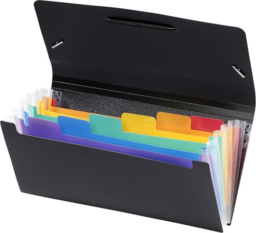 Rainbow Class Trieur Accordéon De Bureau, Porte Document 12 Positions, Organisateur De Bureau Extensible, Trieur Format Chèque En Plastique, 26 X 13 Cm