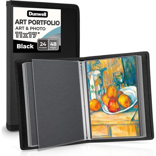 Tianyi-Art Portfolio 27,9 X 43,2 Cm \U2013 Noir \U2013 Grand Porte-Documents Pour ?uvres D'art, 27,9 X 43,2 Cm, 24 Poches, Affichage 48 Pages, Album Portefeuille Pour Rangement D'?uvres D'art, Livre