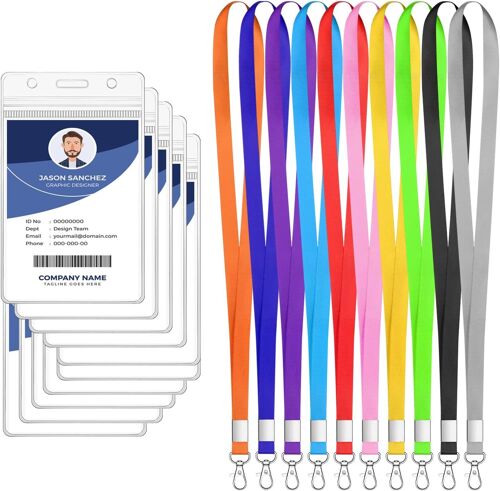 Strap Lanière, 14 Pcs Colexy Porte-Badge Avec Lanière, Cordon À Porte-Badge, Nylon Lanières, Peut Être Utilisé Pour Tenir Des Clés,Usb Flash Drives, Carte D'identité Bureau