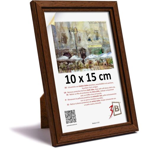 Cadre de l'image JENA - brun foncé - 10x15 cm - cadre photo en bois exotique avec verre acrylique