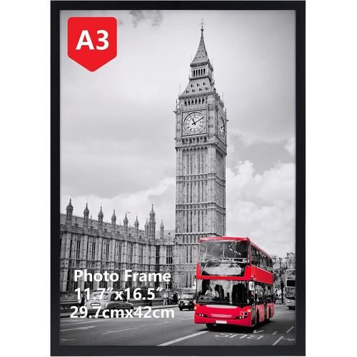 TIANYI-Cadre A3 Noir, Cadre Photo A3 pour poster et ?uvres d'art - pour montage mural horizontal ou vertical uniquement, Léger et Sûr, 29.7x42 cm