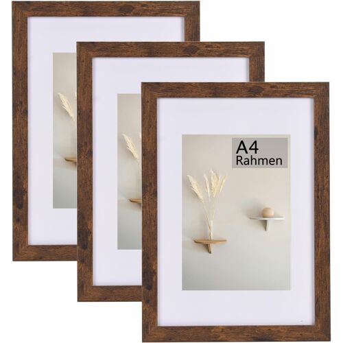 Cadre photo, 30 x 30 cm, avec passe-partout, en verre acrylique, à suspendre verticalement ou horizontalement, pour photos, affiches, puzzles, Lot de 1