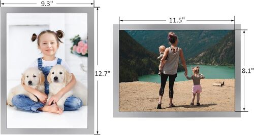 12 Cadres Photo A4, Cadre Magnétiques Aargentés avec Le Dos Autocollant, Cadres A4 Aimantés pour La Fenêtre,La Porte, Le Réfrigérateur