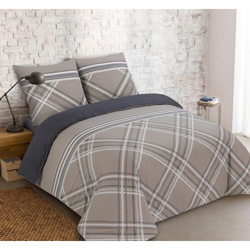 Sjzg-- Parure Housse De Couette Réversible - William - Housse De Couette 260 X 240cm Avec 2 Taies Assorties 65x65cm - 100% Coton